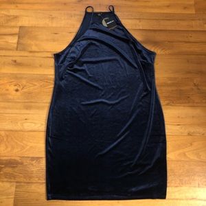 NWT | Blue Halter Velvet Dress